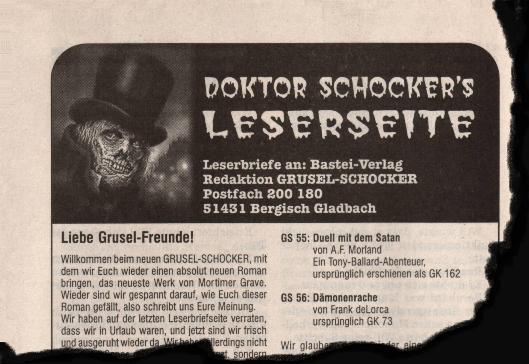 Leserseite der Serie "Grusel-Schocker"